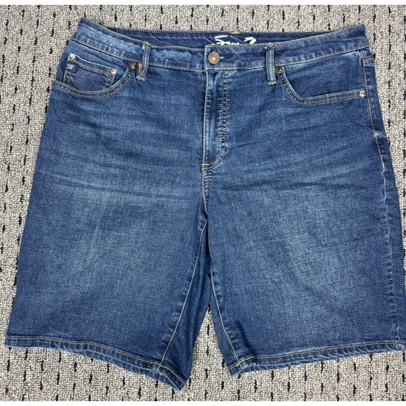 Seven7 Pants - Seven7 Womens Relaxed Bermuda Denim Shorts Blue Medium Wash Size 14 Stretch